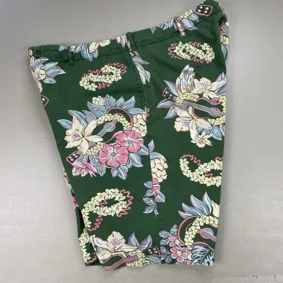 Vtg Polo Ralph Lauren Floral Shorts Mens 36 Green Tropical Floral Ukelele Y2K - Picture 4 of 14